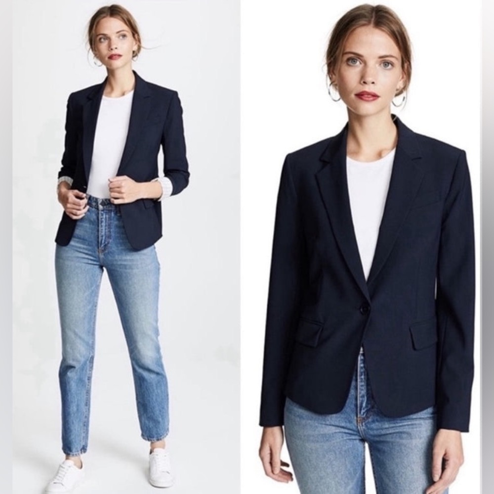 NWT $425 Theory Gabe N Edition Deep Blue Virgin Wool Slim Fit Blazer